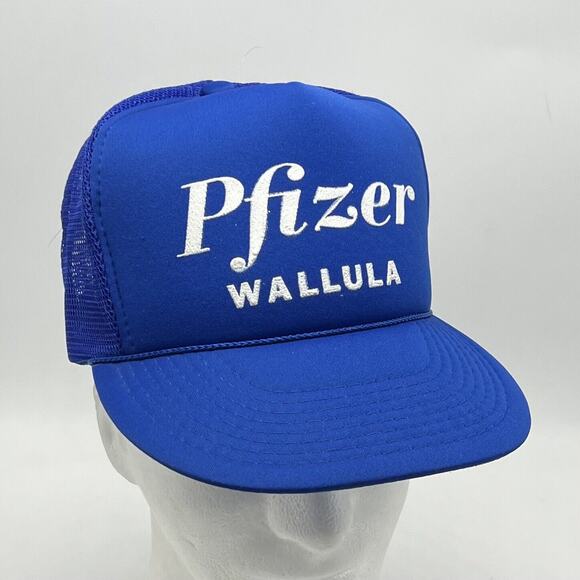 Vintage Pfizer Pharmaceutical Trucker Hat Cap Blue Snapback Wallula Washington - Picture 11 of 11